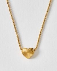 Oliver Bonas - Finley Tone Waterproof Etched Heart Reversible Pendant Necklace - Lyst