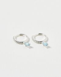 Oliver Bonas - Amoria Drop Silver Hoop Earrings - Lyst