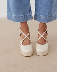 Alohas - Lana Onix Cream Leather Platform Mary Jane Heels, Size Uk 5 - Lyst