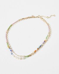 Oliver Bonas - Nova Bead Double Row Layered Chain Necklace - Lyst