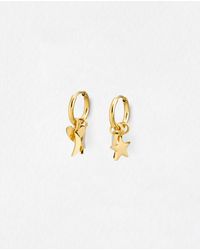 Oliver Bonas - Nina Tone Waterproof Star, Moon & Heart Charm Hoop Earrings - Lyst