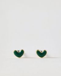 Oliver Bonas - Anne Mini Enamel Heart Stud Earrings - Lyst