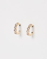Oliver Bonas - Skye Glass Stone Tone Huggie Hoop Earrings - Lyst