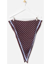 Oliver Bonas - Chocolate & Blue Polka Dot Diamond Scarf - Lyst