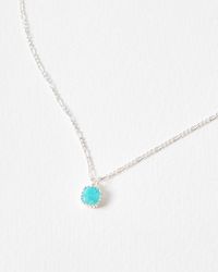 Oliver Bonas - Briar Sterling Silver Amazonite Square Pendant Necklace - Lyst