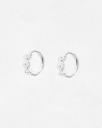 Oliver Bonas - Triple Flower Clicker Hoop Earrings - Lyst