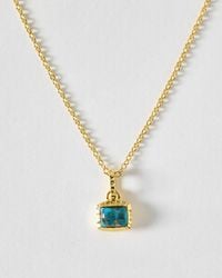 Oliver Bonas - Ziva Copper Turquoise Square Charm Pendant Necklace - Lyst