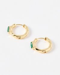 Oliver Bonas - Gal Baguette Stone Huggie Earrings Large - Lyst