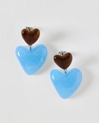 Oliver Bonas - Abi & Brown Resin Large Heart Drop Earrings - Lyst