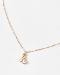 Oliver Bonas - Cherry Mini Faux Pearl Charm Pendant Necklace - Lyst