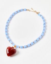 Oliver Bonas - Gabriella Beaded Chunky Heart Pendant Necklace - Lyst