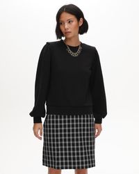 Oliver Bonas Checked Woven & Lace Trim Black Mini Skirt, Size 8