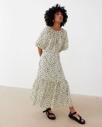 Oliver Bonas - Floral Textured Midi Dress, Size 6 - Lyst