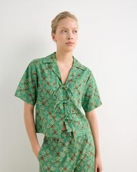 Oliver Bonas - Strawberry V-neck Tie Front Blouse, Size 10 - Lyst