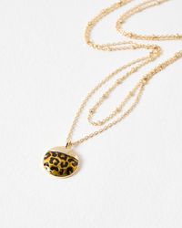 Oliver Bonas - Lana Leopard Print Pendant Layered Necklace - Lyst