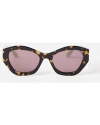 Oliver Bonas - Faux Tortoiseshell & Blue Angled Acetate Sunglasses - Lyst