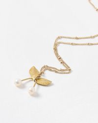Oliver Bonas - Ola Gold Tone Brass & Pearl Cherry Pendant Necklace - Lyst