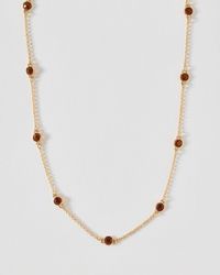Oliver Bonas - Maddie Stone Gold Tone Chain Necklace - Lyst