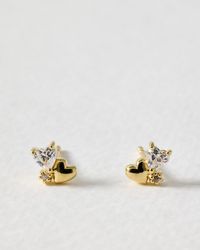 Oliver Bonas - Estelle Heart Cluster Stud Earrings - Lyst