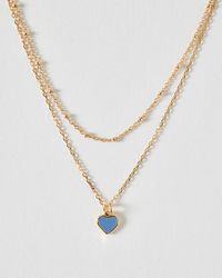 Oliver Bonas - Ottilie Mini Heart Pendant Double Row Necklace - Lyst