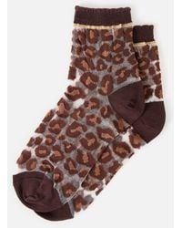 Oliver Bonas - & Gold Leopard Print Sheer Ankle Socks - Lyst