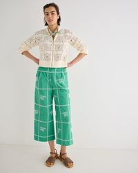 Oliver Bonas - Strawberry Embroidered Cropped Wide Leg Trousers, Size 10 - Lyst