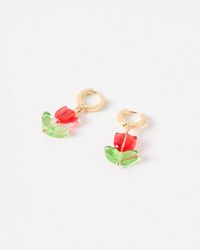 Oliver Bonas - Tullia Tulip Flower Drop Hoop Earrings - Lyst