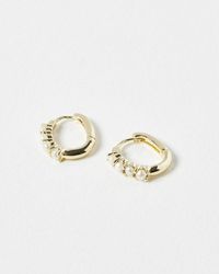 Oliver Bonas - Isaiah Freshwater Pearl Clicker Gold Plated Hoop Earrings - Lyst