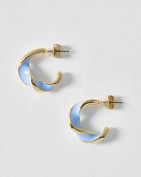 Oliver Bonas - Nala Enamel Twist Hoop Earrings - Lyst