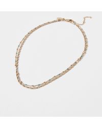 Oliver Bonas - Vera Blue & Gold Short Layered Chain Necklace - Lyst