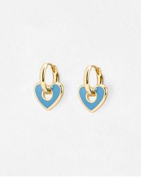 Oliver Bonas - Dina Enamel Heart Charm Hoop Earrings - Lyst
