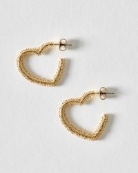 Oliver Bonas - Rosina Textured Tone Heart Hoop Earrings - Lyst