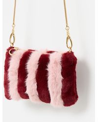 Oliver Bonas - Sofia & Burgundy Striped Faux Fur Crossbody Bag - Lyst