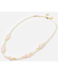 Oliver Bonas - Rosie Beaded Flower & Faux Pearl Necklace - Lyst