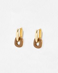 Oliver Bonas - Indie Gold & Enamel Drop Hoop Earrings - Lyst