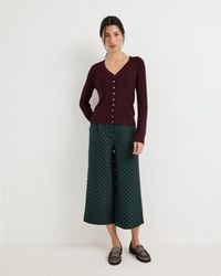 Oliver Bonas - & Brown Checked Jacquard Cropped Wide Leg Trousers, Size 6 - Lyst
