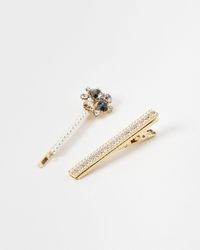 Oliver Bonas - Pixie Floral & Faux Pearl Hair Slides Pack Of Two - Lyst
