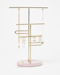 Oliver Bonas - Gold Metal & Pink Marble Loop Jewellery Stand - Lyst