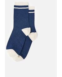 Oliver Bonas - Blue & Cream Glitter Ribbed Ankle Socks - Lyst