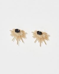 Oliver Bonas - Twisted Bar Fan Gem Stud Earrings - Lyst