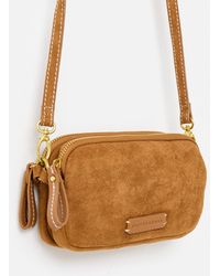 Oliver Bonas - Naha Tan Faux Suede Crossbody Bag - Lyst