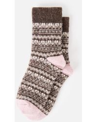 Oliver Bonas - Cream & Pink Fair Isle Cosy Socks - Lyst