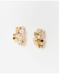 Oliver Bonas - Madison Faux Pearl & Flower Cluster Hoop Earrings - Lyst