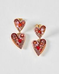Oliver Bonas - Becca Stone Cluster Tiered Heart Drop Earrings - Lyst