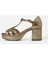 Esska - Cam Metallic Platform Heeled Sandals, Size 3 - Lyst