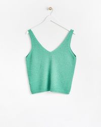 Oliver Bonas - Sparkle V-neck Green Knitted Vest Top, Size 16 - Lyst