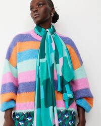 Oliver Bonas - Abstract Squares & Pink Lightweight Scarf - Lyst