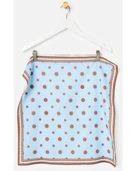 Oliver Bonas - Light & Brown Polka Dot Cotton Square Scarf - Lyst