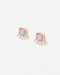 Oliver Bonas - Ella Pink & Blue Stone Circular Stud Earrings - Lyst