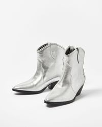 Oliver Bonas - Metallic Silver Leather Cowboy Boots, Size Uk 3 - Lyst